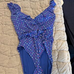 Lilly Pulitzer Blue Polka Dot One Piece Swimsuit